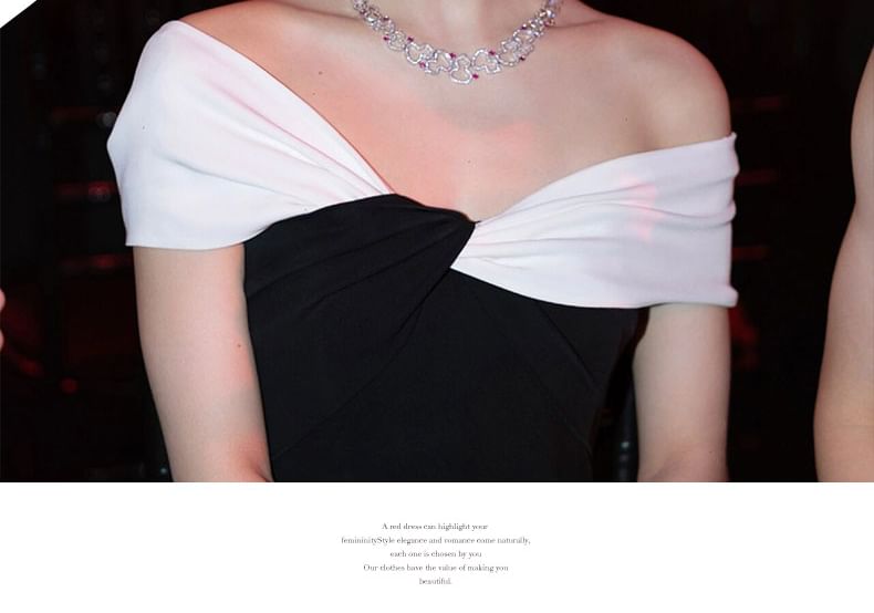 Gown Two Off Mermaid Tone Shoulder Evening