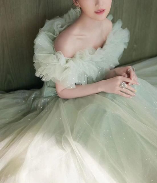 Gown Trim Evening A-Line Ruffle Off Shoulder