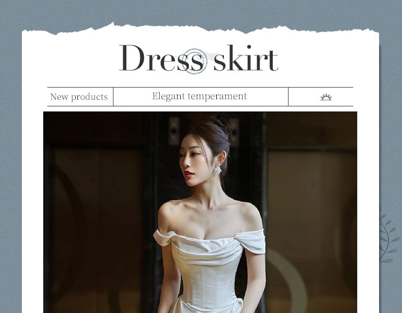 Shoulder Off Gown Wedding Mermaid Plain