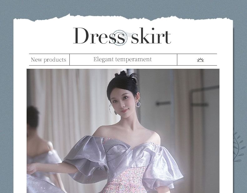 Gown Sequin Evening Mermaid Off-Shoulder