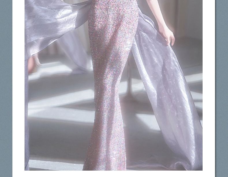 Gown Sequin Evening Mermaid Off-Shoulder