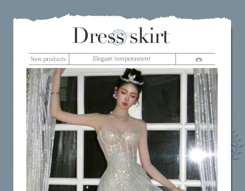 Strapless Evening Sequin A-Line Gown