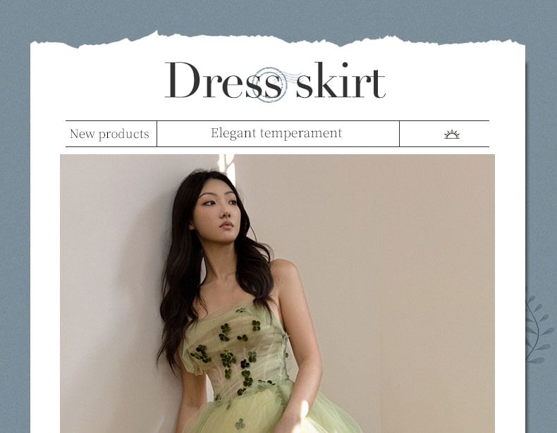 Detail Ball Flower Gown Strapless A-Line