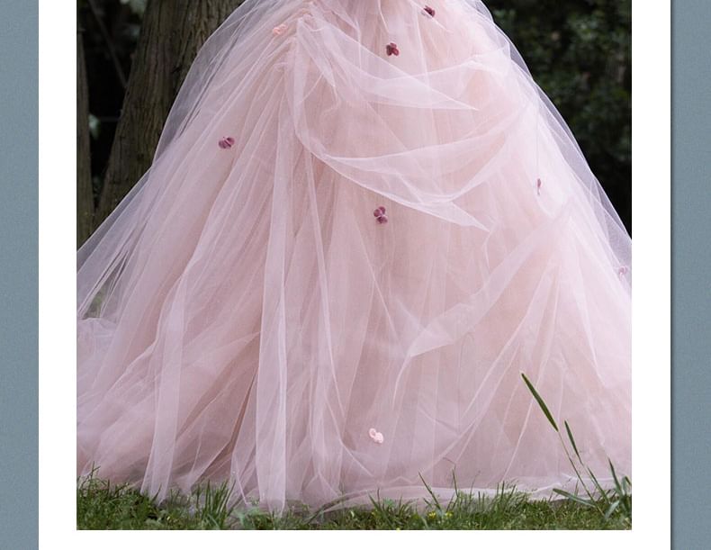 Flower Gown Detail A-Line Ball Strapless