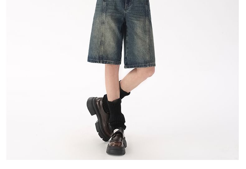 Mid Rise Washed Shorts Denim