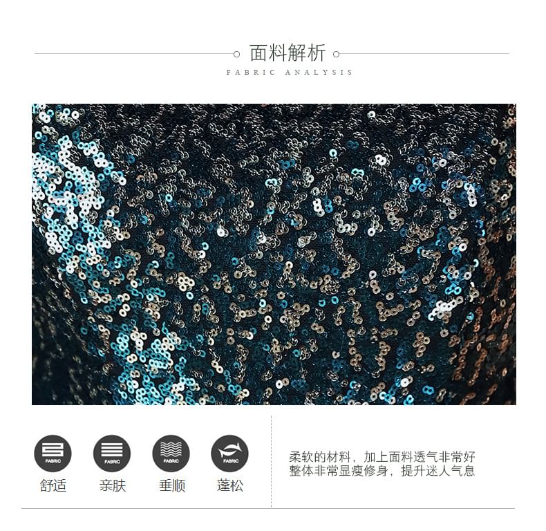 Shoulder One Mermaid Sleeveless Gown Sequin Evening Gradient