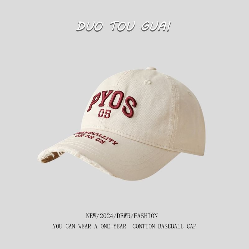 Cap Lettering Baseball Frayed Embroidered