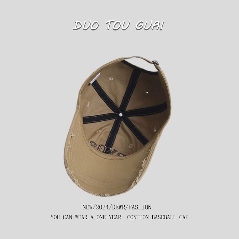 Cap Lettering Baseball Frayed Embroidered