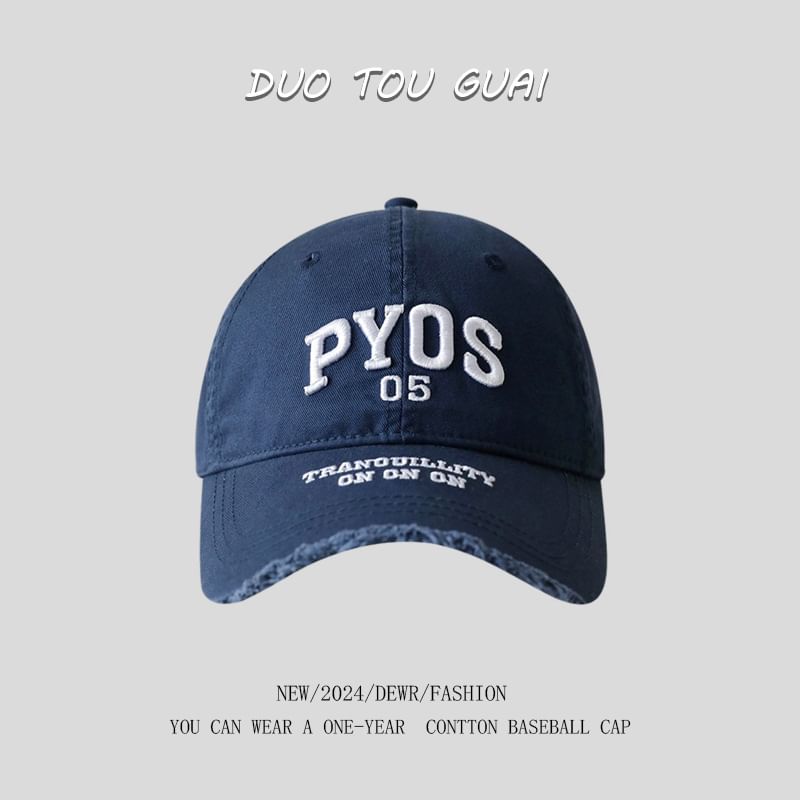 Cap Lettering Baseball Frayed Embroidered