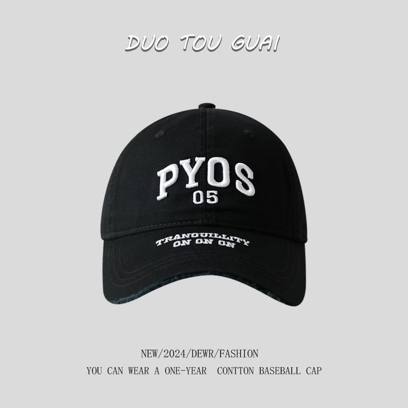 Cap Lettering Baseball Frayed Embroidered
