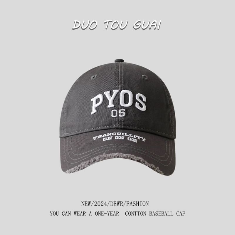 Cap Lettering Baseball Frayed Embroidered