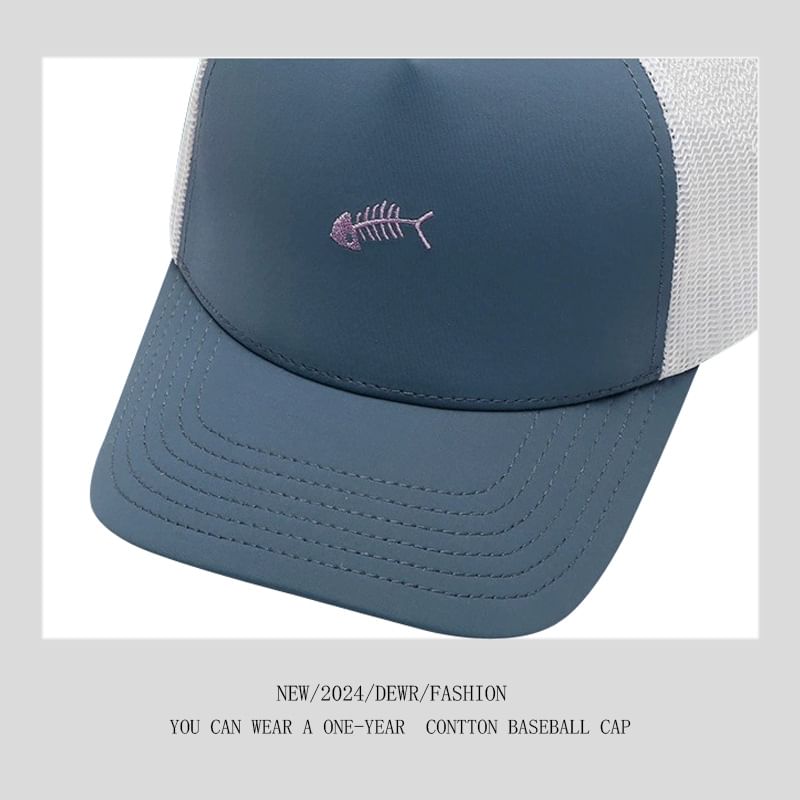Embroidered Cap Bone Fish Trucker