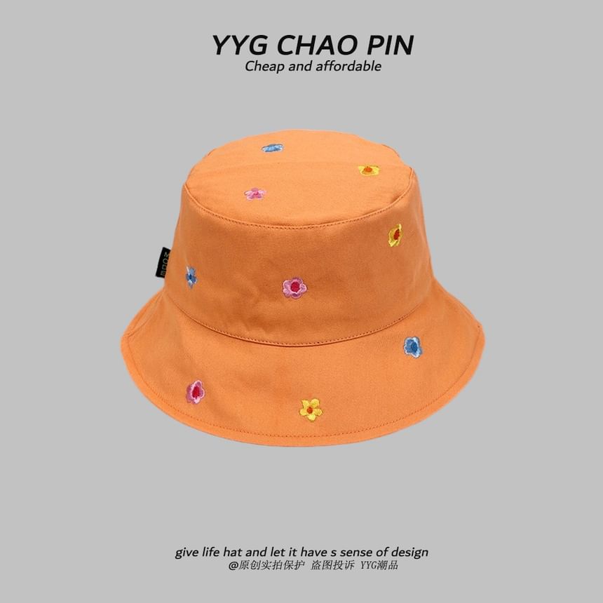 Hat Embroidered Floral Bucket
