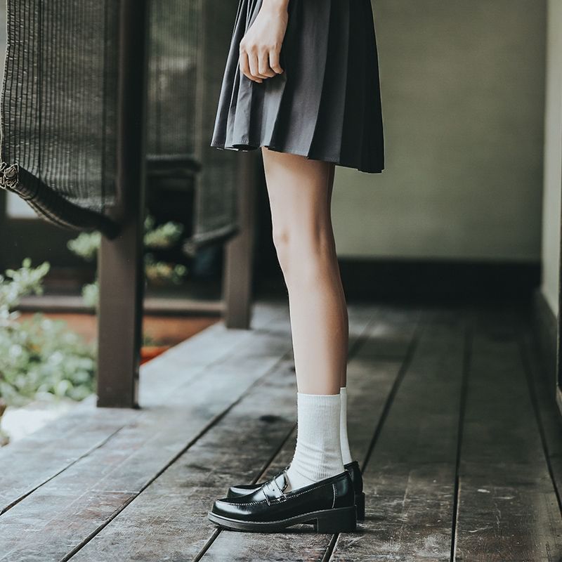 Plain Faux Loafers Leather