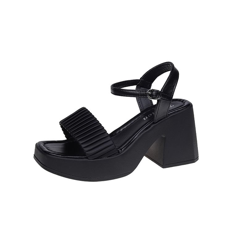 Heel Sandals Block Toe Square