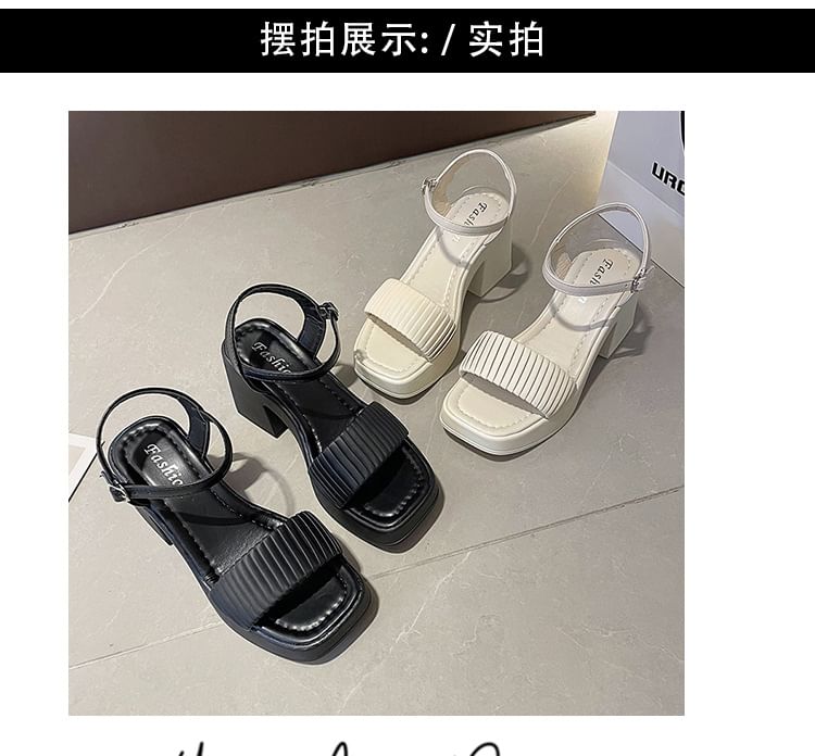 Heel Sandals Block Toe Square