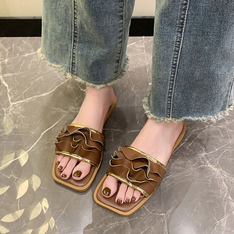 Sandals Ruffle Square Slide Toe
