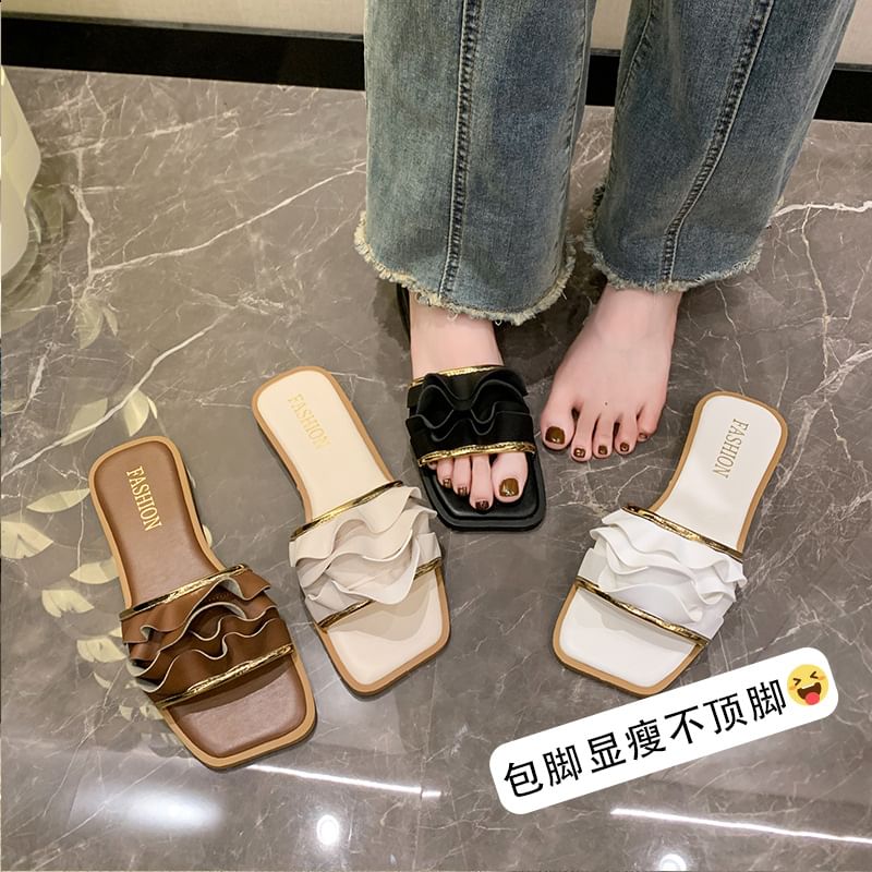 Sandals Ruffle Square Slide Toe