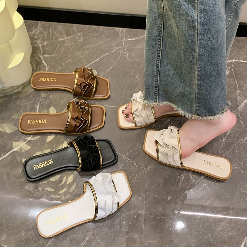 Sandals Ruffle Square Slide Toe