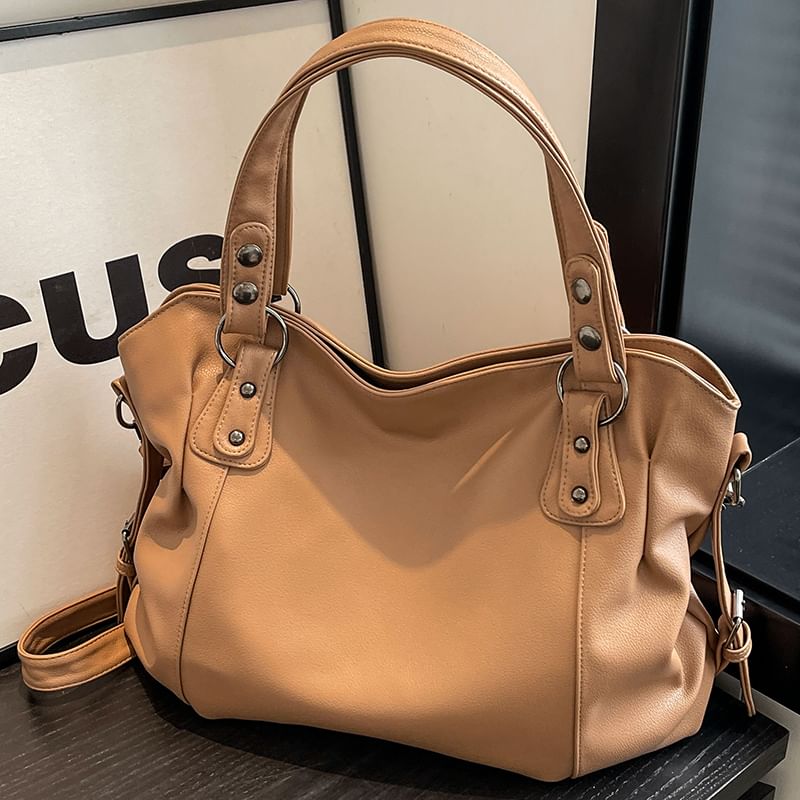 Tote Leather Bag Plain Faux