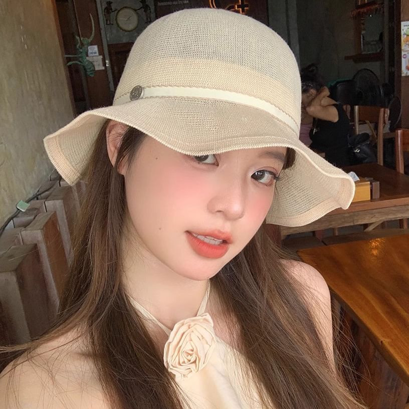 Ruffle Bucket Hat Cotton Linen