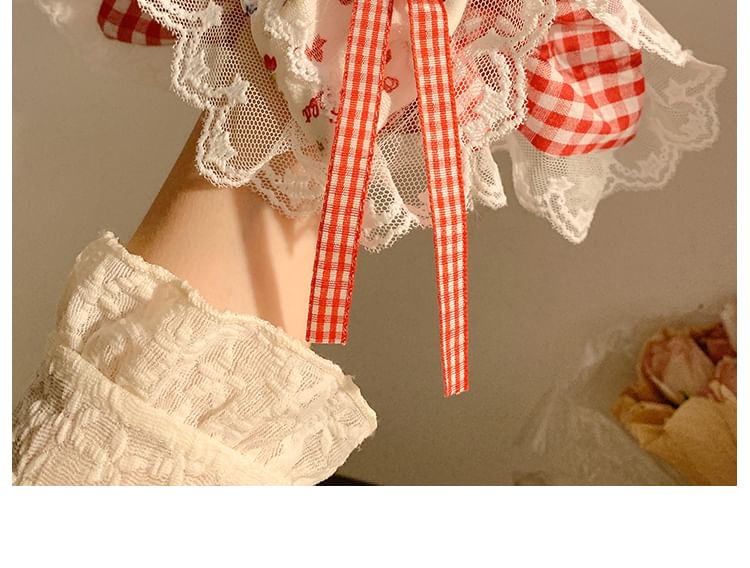 Trim Scrunchie Designs) Floral Bandana / Cherry (Various Lace