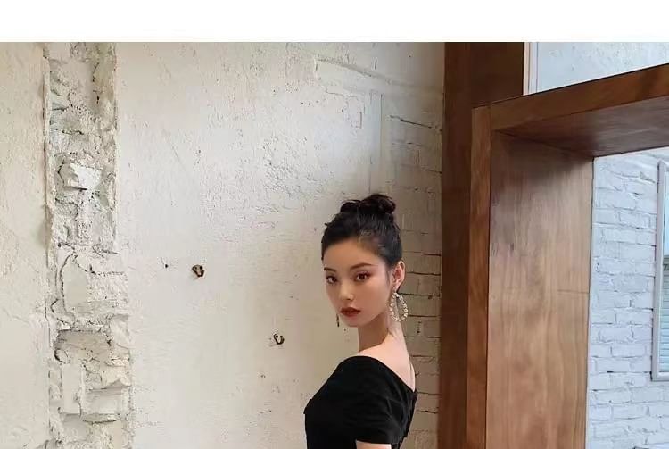 / Dress Plain V-Neck A-Line Gown Short-Sleeve Evening