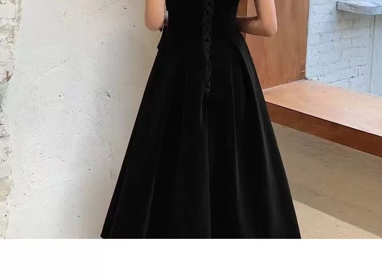 / Dress Plain V-Neck A-Line Gown Short-Sleeve Evening