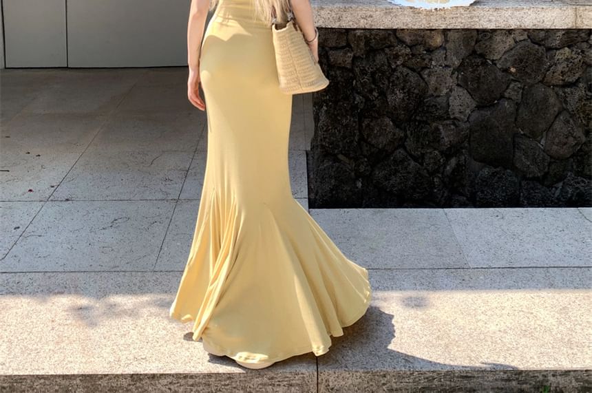 Maxi Open Spaghetti Dress Strap Back Mermaid