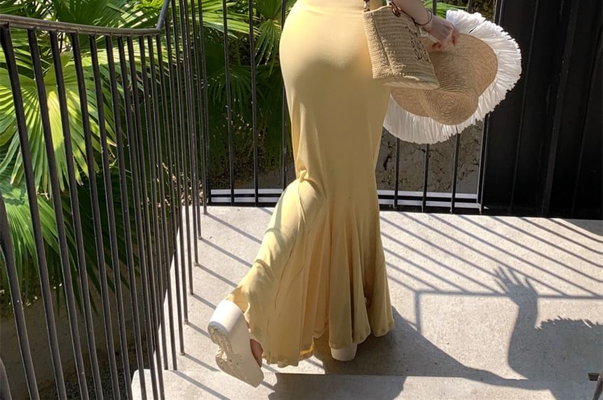 Maxi Open Spaghetti Dress Strap Back Mermaid