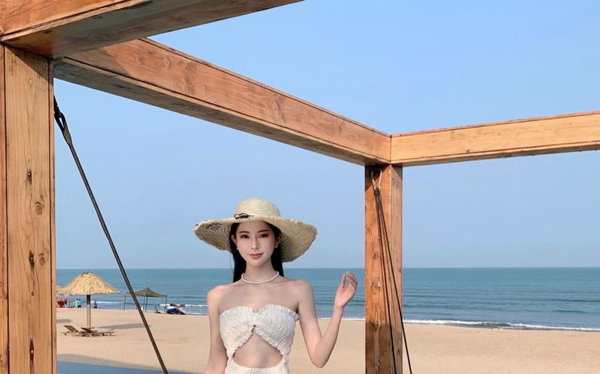 Cutout Tube Slit Maxi Dress A-Line Plain