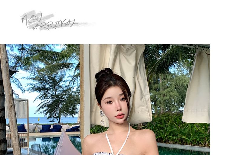 Mini Ruched A-Line Dress Embroidered Tube