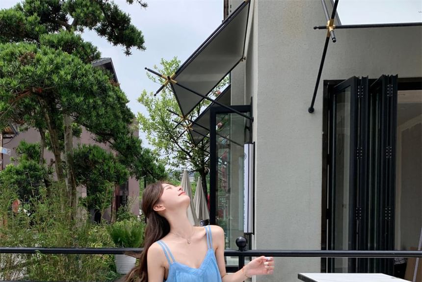 Gradient Midi Strap Spaghetti Dress A-Line