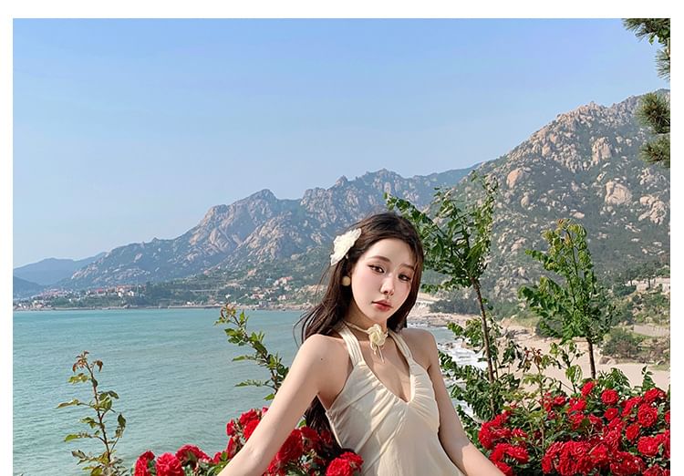 + Set: A-Line Midi Skirt Top Peplum Plain Asymmetrical Tank Halter