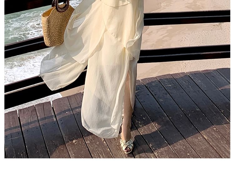 + Set: A-Line Midi Skirt Top Peplum Plain Asymmetrical Tank Halter