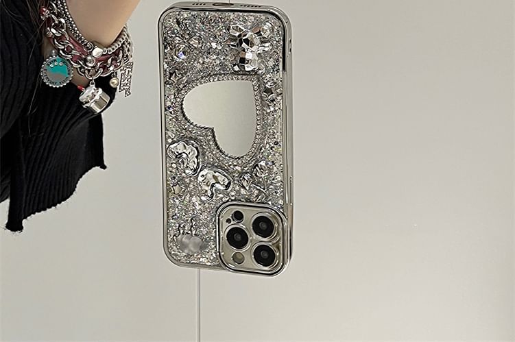 Case Mirrored Heart Strap / Set Phone