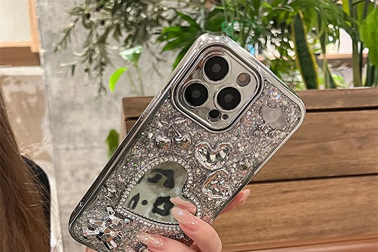 Case Mirrored Heart Strap / Set Phone
