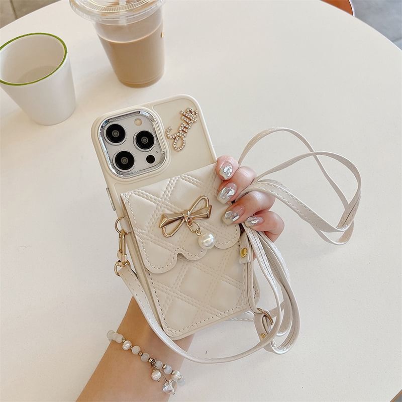 Card Holder Lanyard Leather Case Phone Faux