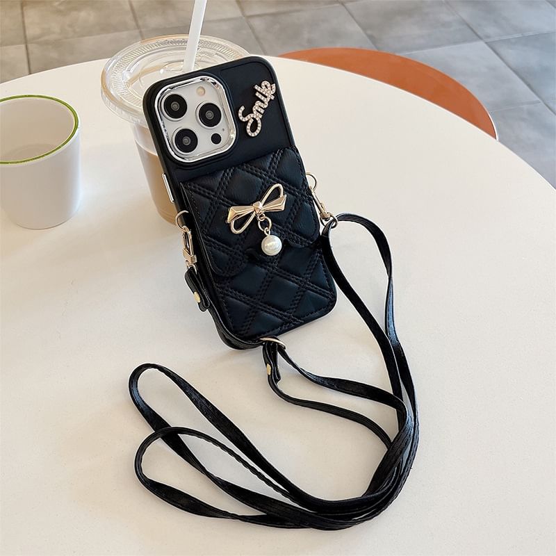 Card Holder Lanyard Leather Case Phone Faux