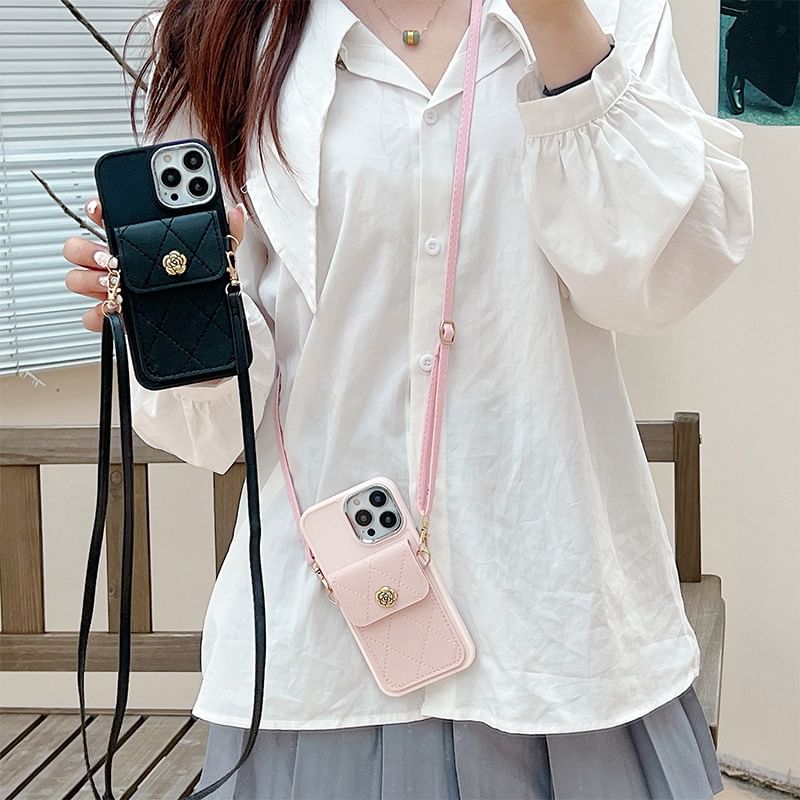 Card Lanyard Holder Faux Phone Case Leather