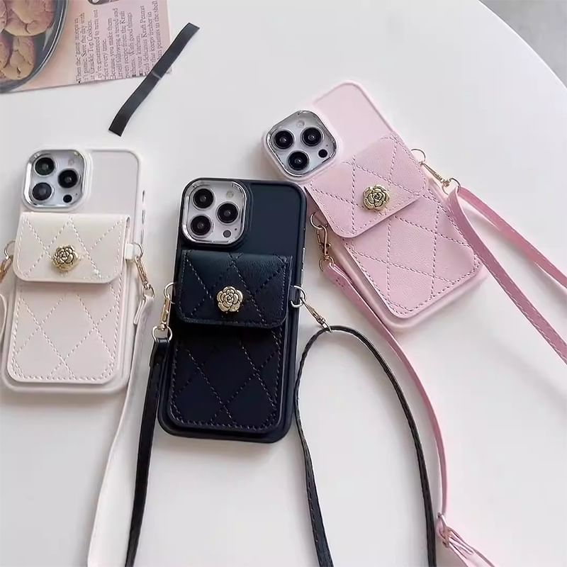 Card Lanyard Holder Faux Phone Case Leather