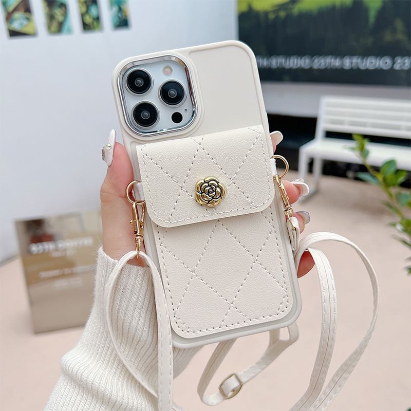 Card Lanyard Holder Faux Phone Case Leather