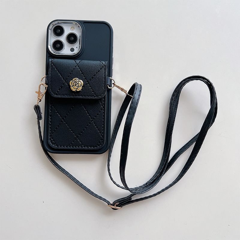 Card Lanyard Holder Faux Phone Case Leather