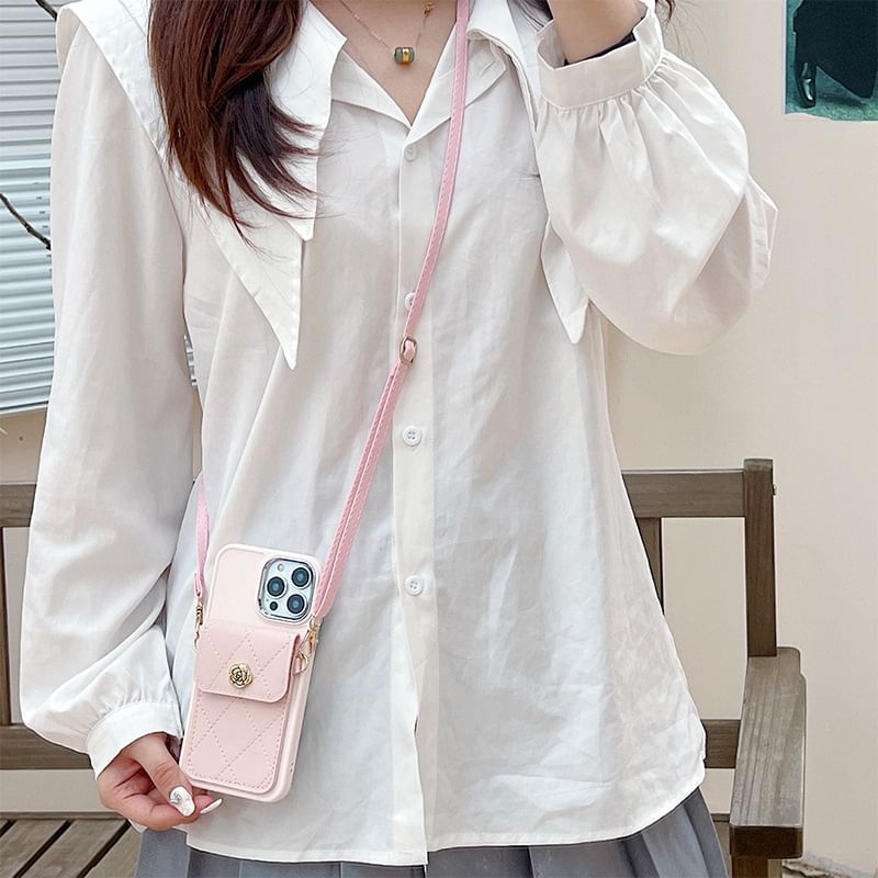 Card Lanyard Holder Faux Phone Case Leather