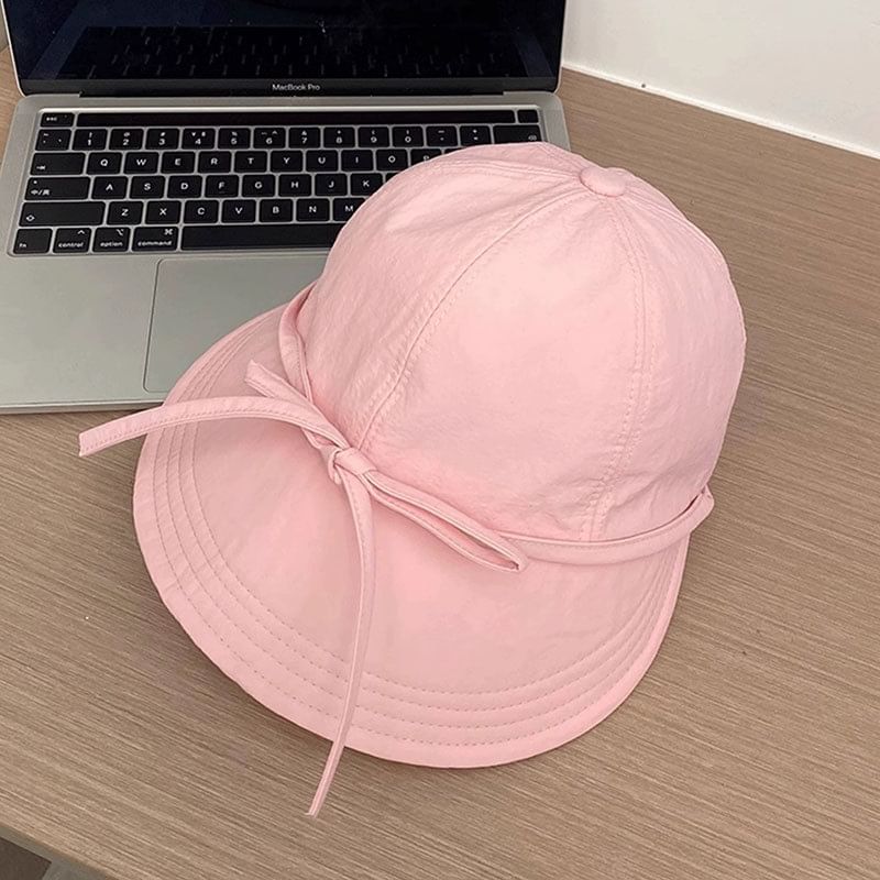 Bow Sun Hat Plain Dry Quick