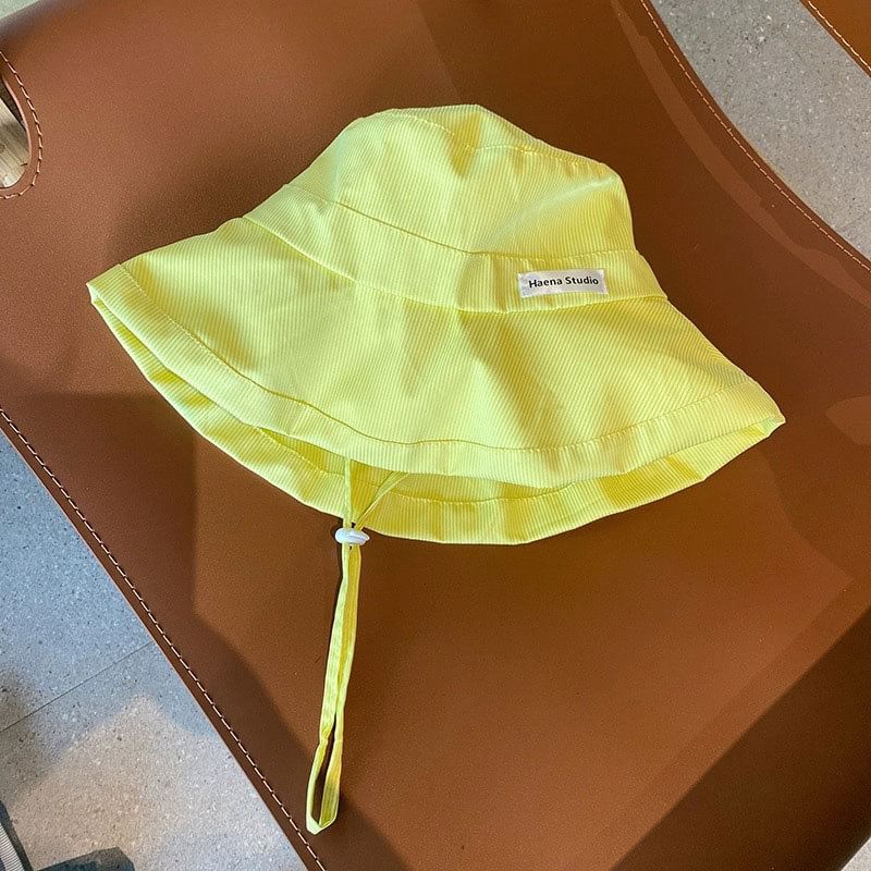 Lettering Applique Striped Bucket Hat