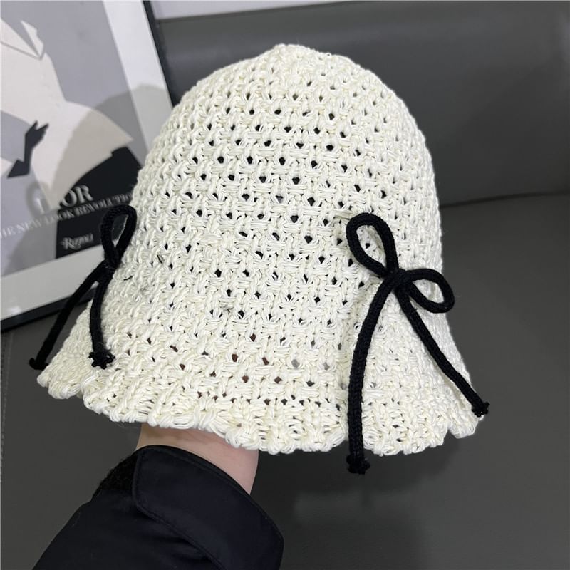 Cloche Hat Knit Bow