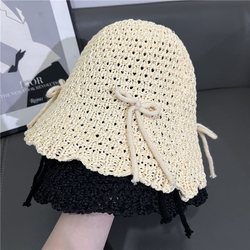 Cloche Hat Knit Bow