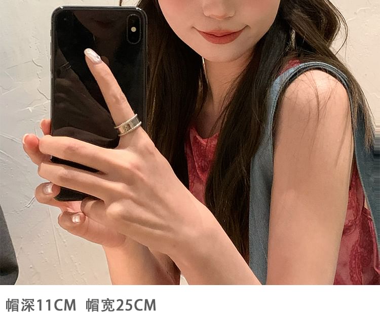 Trim Denim Faux Pearl Lace Beret Bow