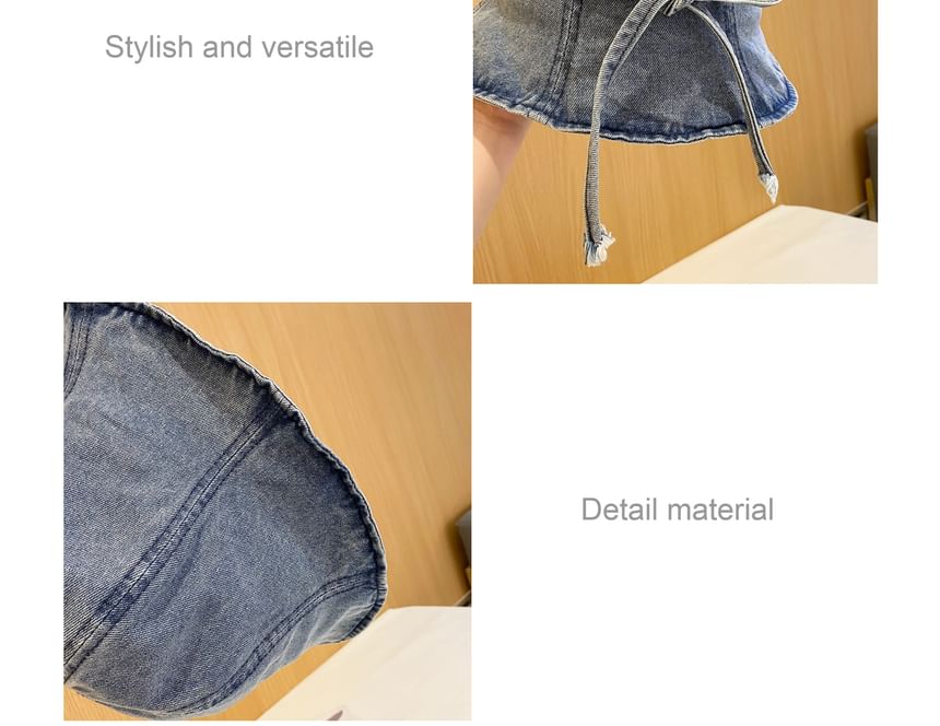 Washed Hat Denim Cloche Bow